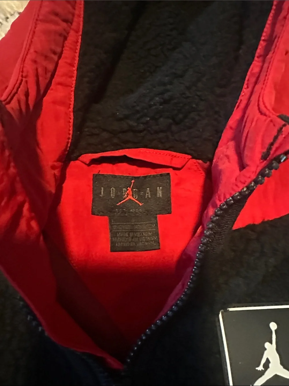 Jordan Black & Red Hooded Sherpa Vest